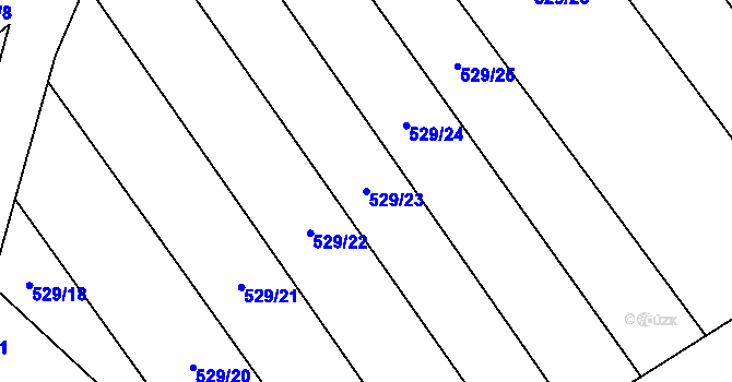 Parcela st. 529/23 v KÚ Hřivice, Katastrální mapa