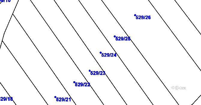 Parcela st. 529/24 v KÚ Hřivice, Katastrální mapa