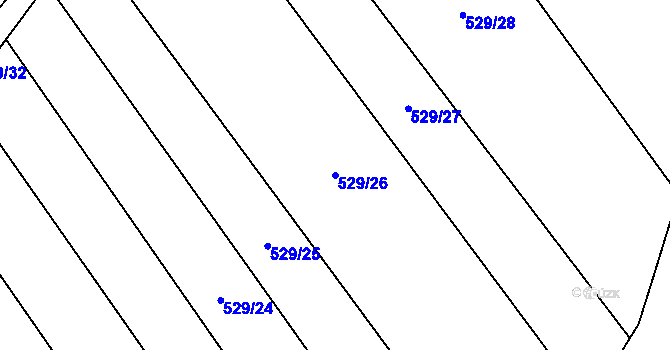 Parcela st. 529/26 v KÚ Hřivice, Katastrální mapa