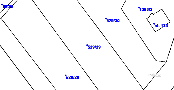Parcela st. 529/29 v KÚ Hřivice, Katastrální mapa