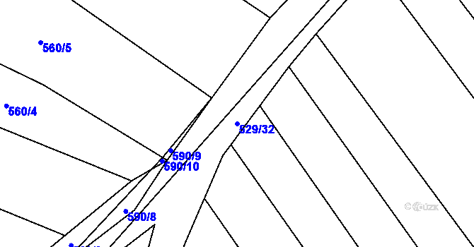 Parcela st. 529/32 v KÚ Hřivice, Katastrální mapa
