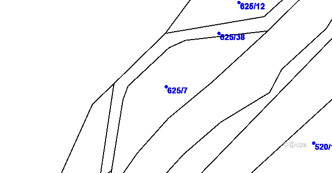Parcela st. 625/7 v KÚ Hřivice, Katastrální mapa