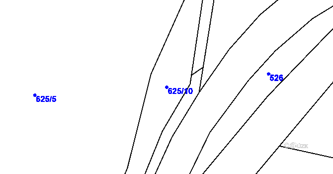 Parcela st. 625/10 v KÚ Hřivice, Katastrální mapa