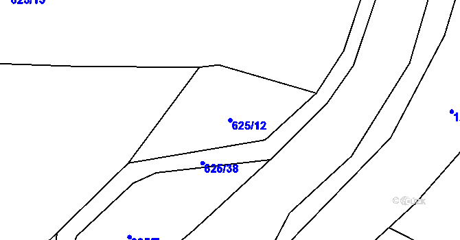 Parcela st. 625/12 v KÚ Hřivice, Katastrální mapa