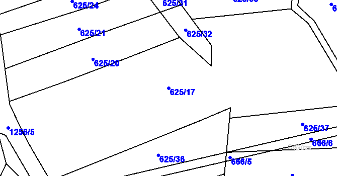 Parcela st. 625/17 v KÚ Hřivice, Katastrální mapa