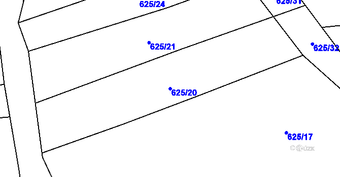 Parcela st. 625/20 v KÚ Hřivice, Katastrální mapa