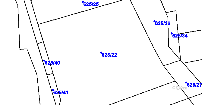 Parcela st. 625/22 v KÚ Hřivice, Katastrální mapa