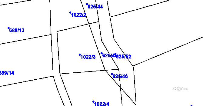 Parcela st. 625/45 v KÚ Hřivice, Katastrální mapa