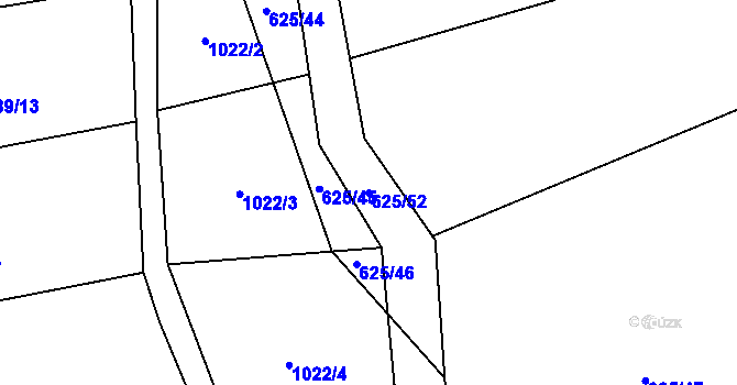 Parcela st. 625/52 v KÚ Hřivice, Katastrální mapa