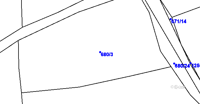 Parcela st. 680/3 v KÚ Hřivice, Katastrální mapa