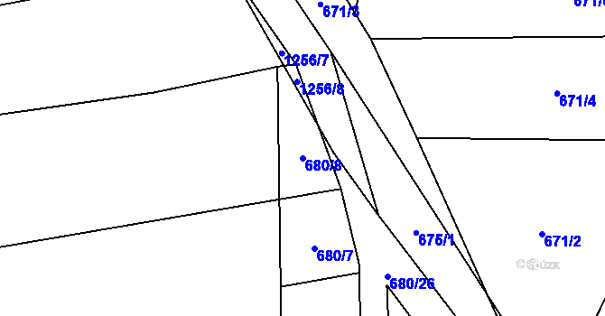 Parcela st. 680/8 v KÚ Hřivice, Katastrální mapa