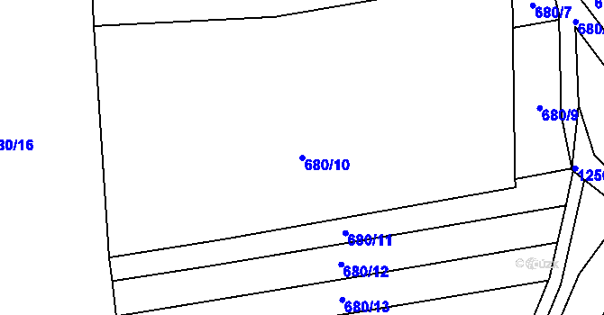 Parcela st. 680/10 v KÚ Hřivice, Katastrální mapa