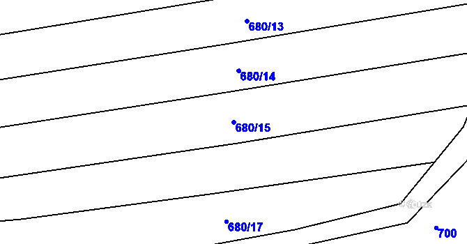 Parcela st. 680/15 v KÚ Hřivice, Katastrální mapa