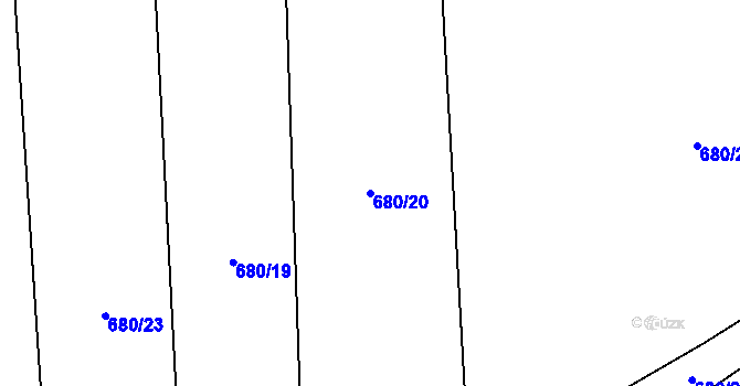Parcela st. 680/20 v KÚ Hřivice, Katastrální mapa