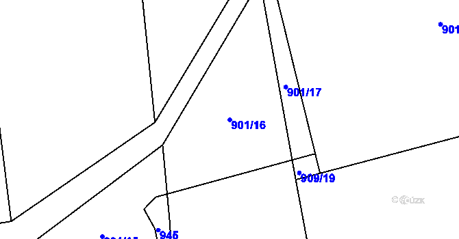Parcela st. 901/16 v KÚ Hřivice, Katastrální mapa