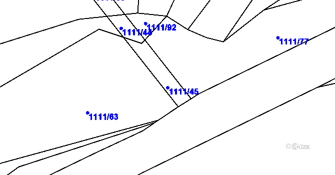 Parcela st. 1111/45 v KÚ Hřivice, Katastrální mapa