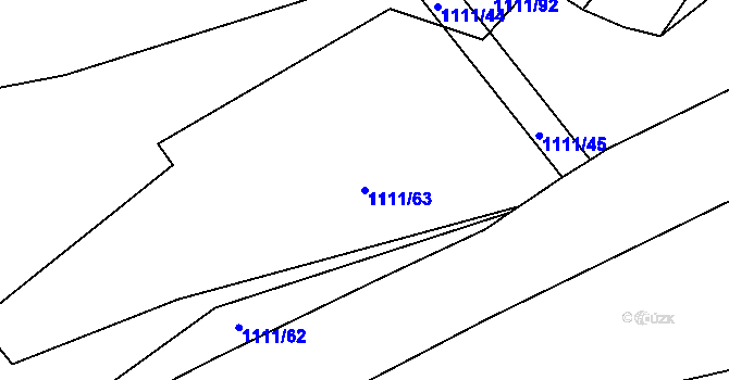 Parcela st. 1111/63 v KÚ Hřivice, Katastrální mapa