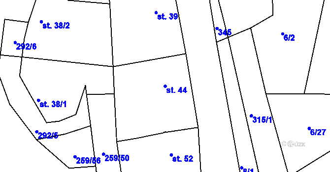 Parcela st. 44 v KÚ Markvarec u Hřivic, Katastrální mapa