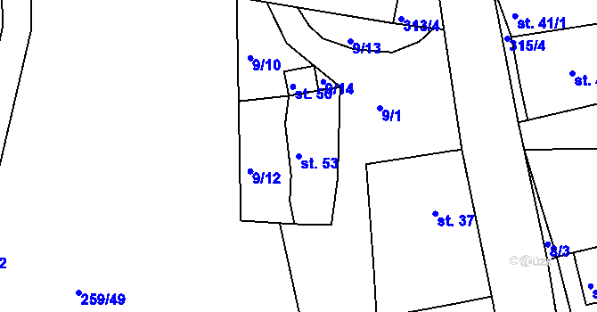 Parcela st. 53 v KÚ Markvarec u Hřivic, Katastrální mapa