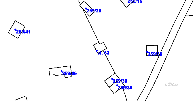 Parcela st. 63 v KÚ Markvarec u Hřivic, Katastrální mapa