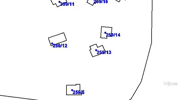 Parcela st. 259/13 v KÚ Markvarec u Hřivic, Katastrální mapa