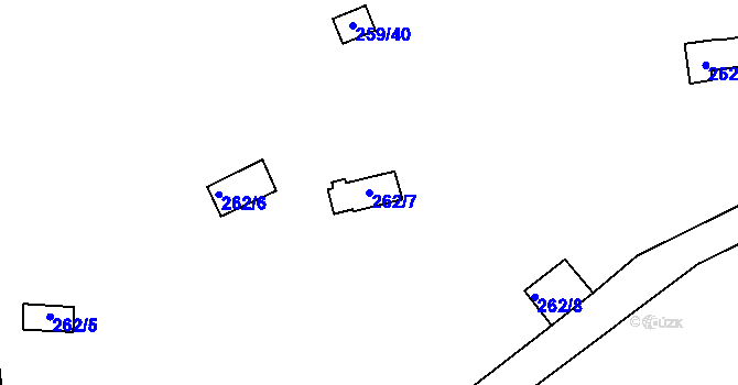 Parcela st. 262/7 v KÚ Markvarec u Hřivic, Katastrální mapa