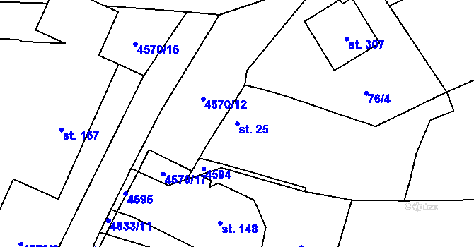 Parcela st. 25 v KÚ Hřivínův Újezd, Katastrální mapa