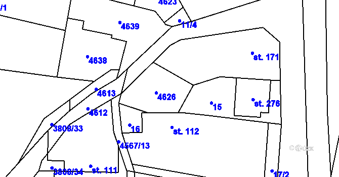 Parcela st. 113 v KÚ Hřivínův Újezd, Katastrální mapa