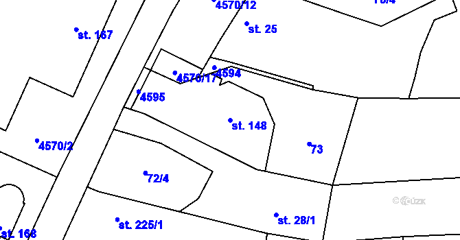 Parcela st. 148 v KÚ Hřivínův Újezd, Katastrální mapa