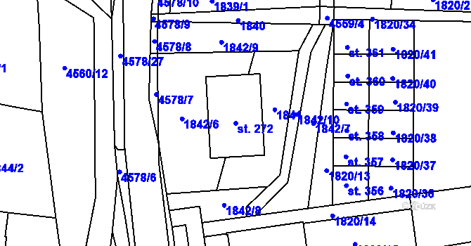 Parcela st. 272 v KÚ Hřivínův Újezd, Katastrální mapa