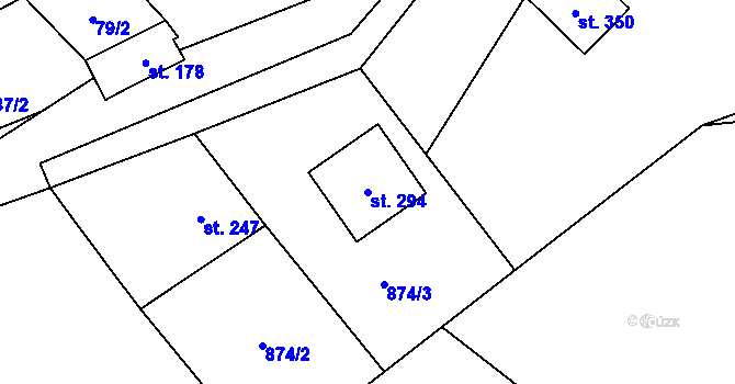 Parcela st. 294 v KÚ Hřivínův Újezd, Katastrální mapa