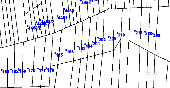 Parcela st. 194 v KÚ Hřivínův Újezd, Katastrální mapa