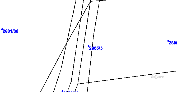 Parcela st. 2805/3 v KÚ Hřivínův Újezd, Katastrální mapa
