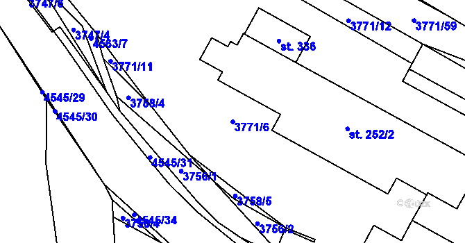 Parcela st. 3771/6 v KÚ Hřivínův Újezd, Katastrální mapa