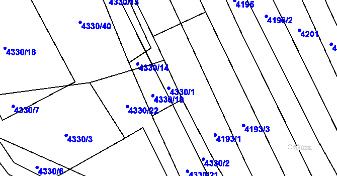 Parcela st. 4330/1 v KÚ Hřivínův Újezd, Katastrální mapa