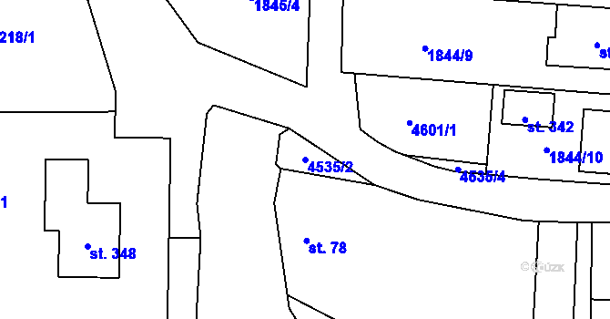 Parcela st. 4535/2 v KÚ Hřivínův Újezd, Katastrální mapa
