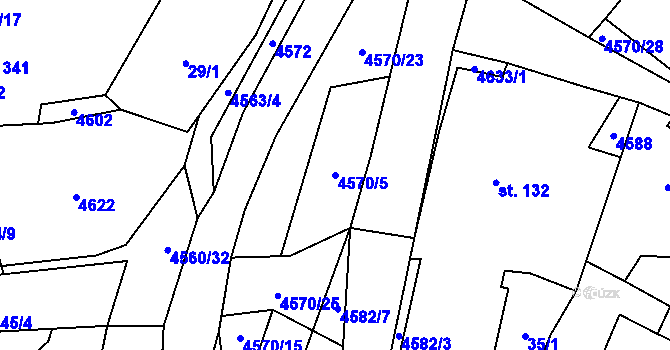 Parcela st. 4570/5 v KÚ Hřivínův Újezd, Katastrální mapa