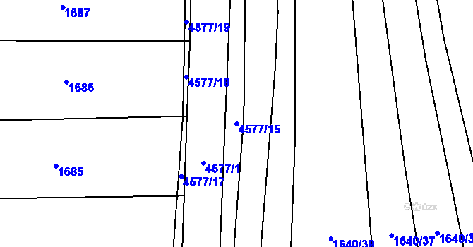 Parcela st. 4577/15 v KÚ Hřivínův Újezd, Katastrální mapa
