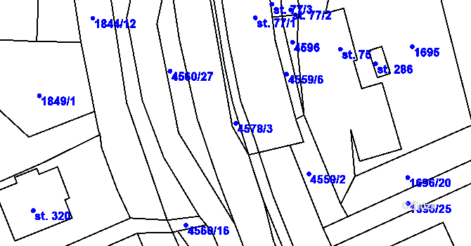 Parcela st. 4578/3 v KÚ Hřivínův Újezd, Katastrální mapa