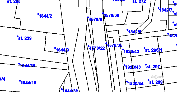 Parcela st. 4578/22 v KÚ Hřivínův Újezd, Katastrální mapa