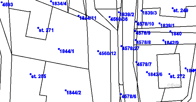 Parcela st. 4560/12 v KÚ Hřivínův Újezd, Katastrální mapa