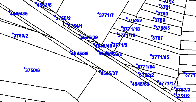 Parcela st. 4545/41 v KÚ Hřivínův Újezd, Katastrální mapa