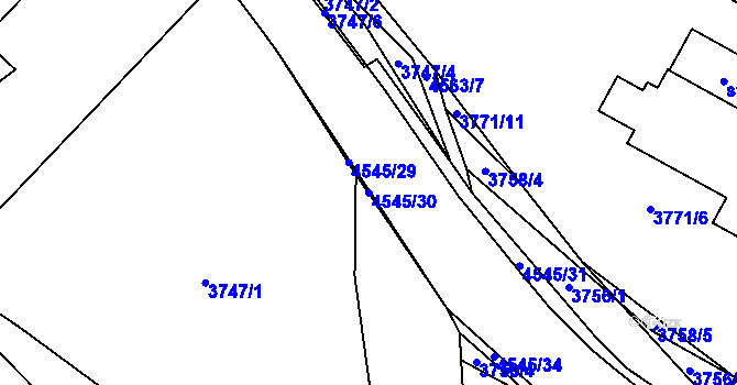 Parcela st. 4545/30 v KÚ Hřivínův Újezd, Katastrální mapa