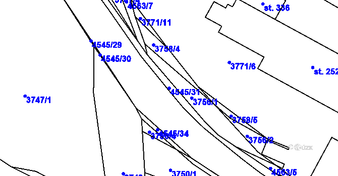 Parcela st. 4545/31 v KÚ Hřivínův Újezd, Katastrální mapa