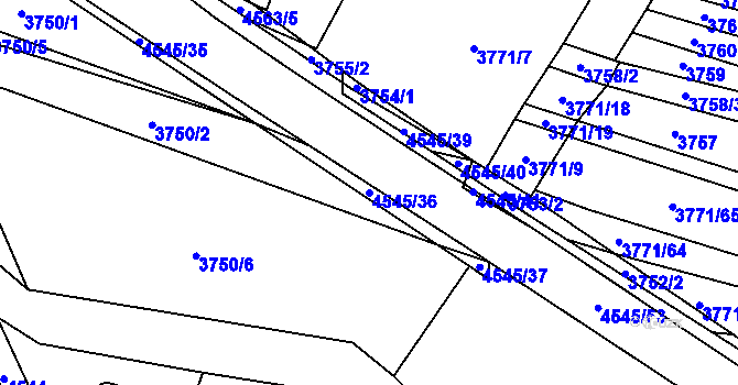 Parcela st. 4545/36 v KÚ Hřivínův Újezd, Katastrální mapa