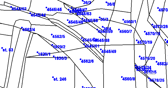 Parcela st. 4545/61 v KÚ Hřivínův Újezd, Katastrální mapa