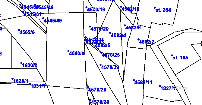 Parcela st. 4578/25 v KÚ Hřivínův Újezd, Katastrální mapa