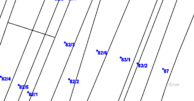 Parcela st. 82/6 v KÚ Hřivínův Újezd, Katastrální mapa