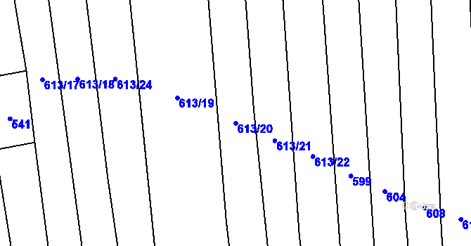 Parcela st. 613/20 v KÚ Hřivínův Újezd, Katastrální mapa