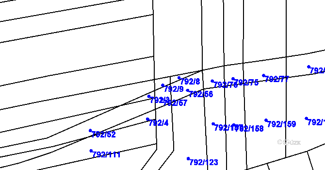 Parcela st. 792/9 v KÚ Hřivínův Újezd, Katastrální mapa